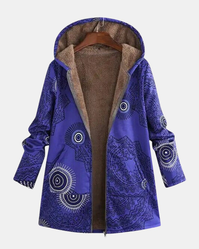 Luna - Granatowa Mandala Fleece Hoodie