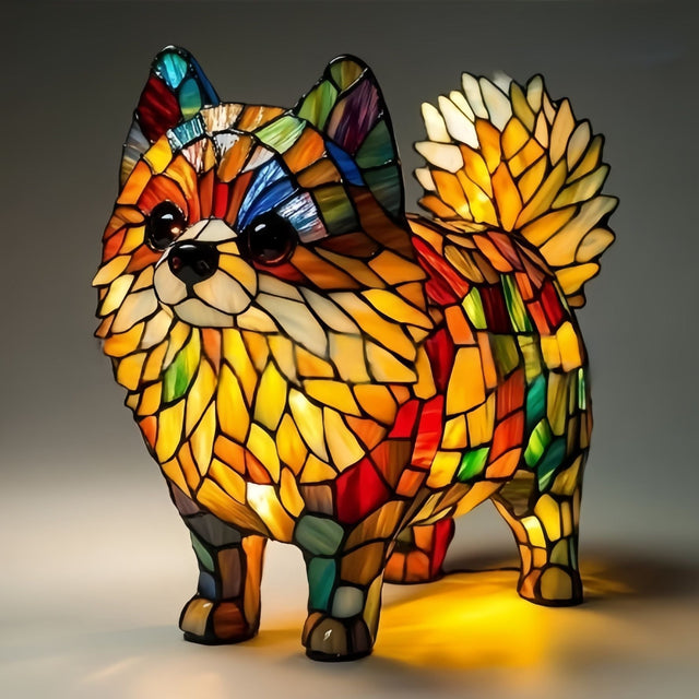 Perełka - Lampa witrażowa Magisk w kształcie psa