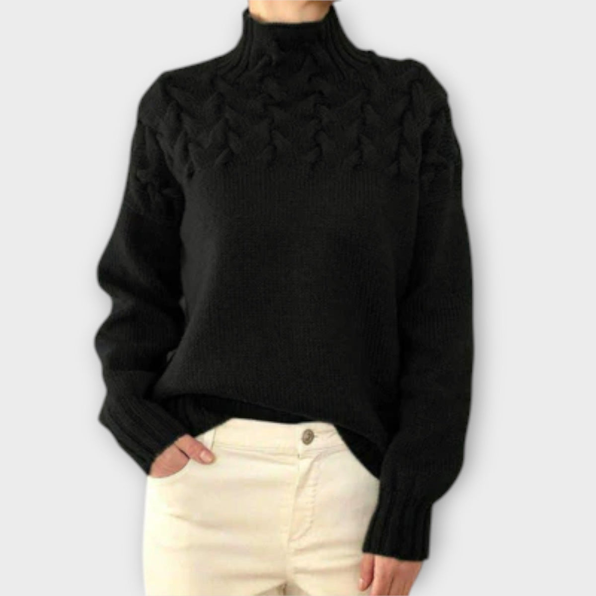 Eva - Damski sweter z detalicznym wzorem warkocza