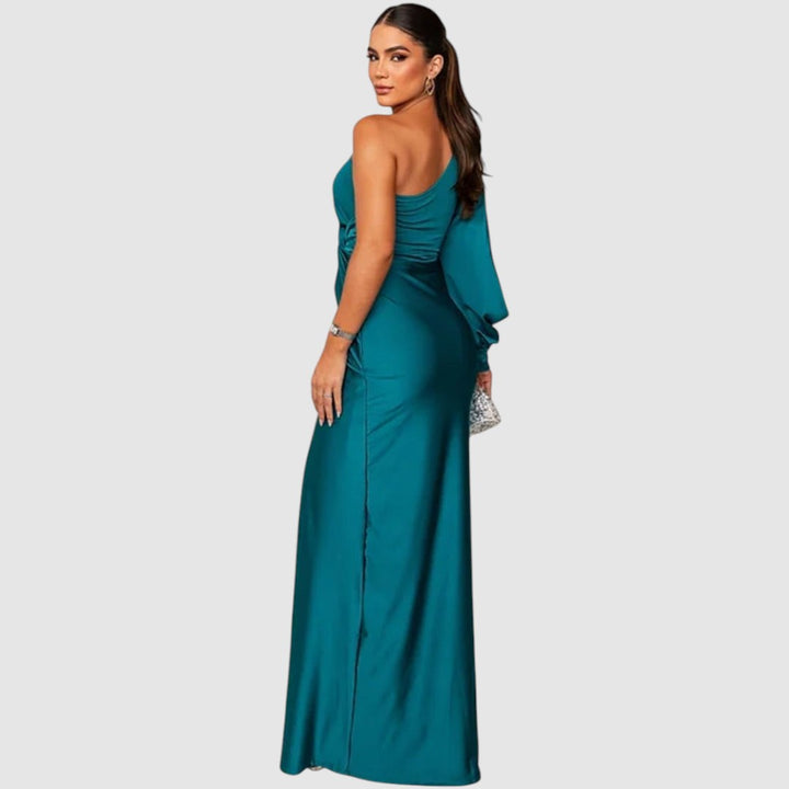 Meda - Elegancka maxi sukienka na jedno ramię