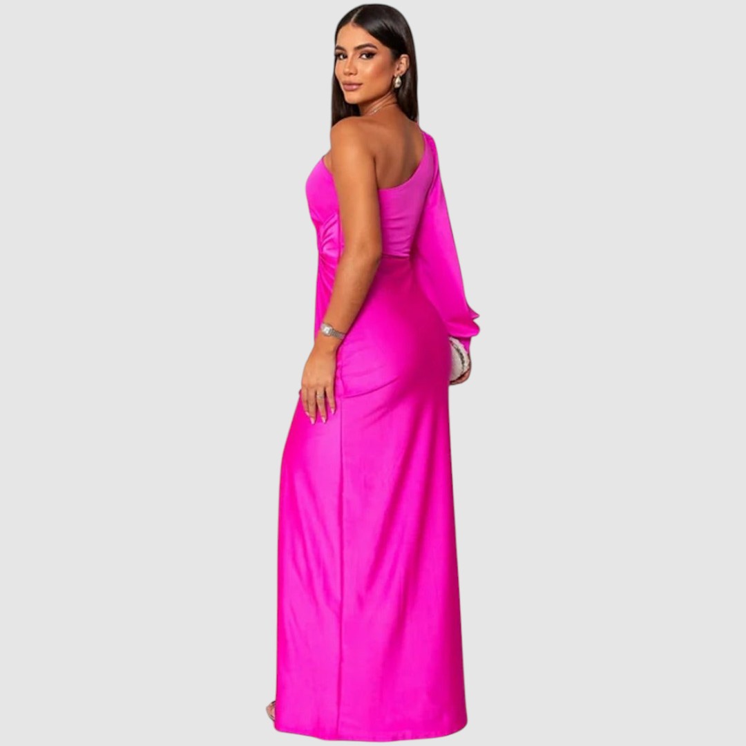 Meda - Elegancka maxi sukienka na jedno ramię
