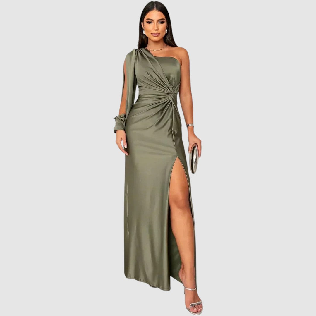 Meda - Elegancka maxi sukienka na jedno ramię