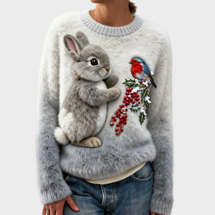 Lucy - Pluszowy sweter z świątecznym królikiem