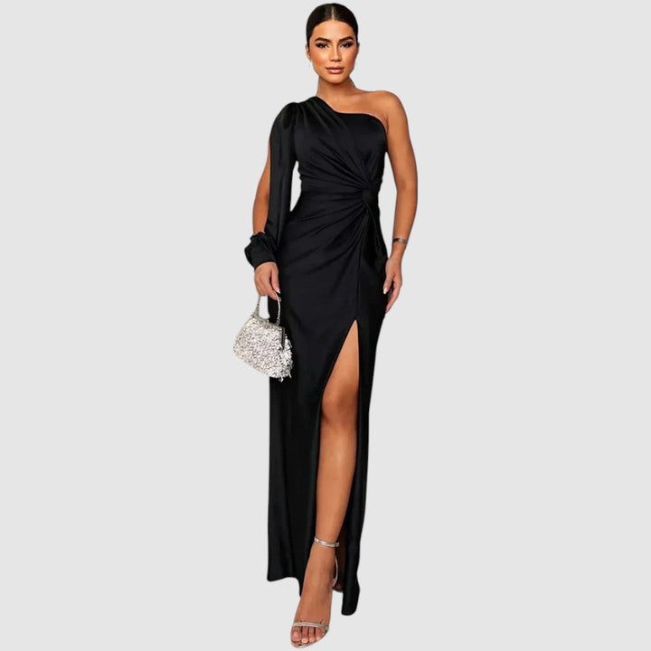 Meda - Elegancka maxi sukienka na jedno ramię
