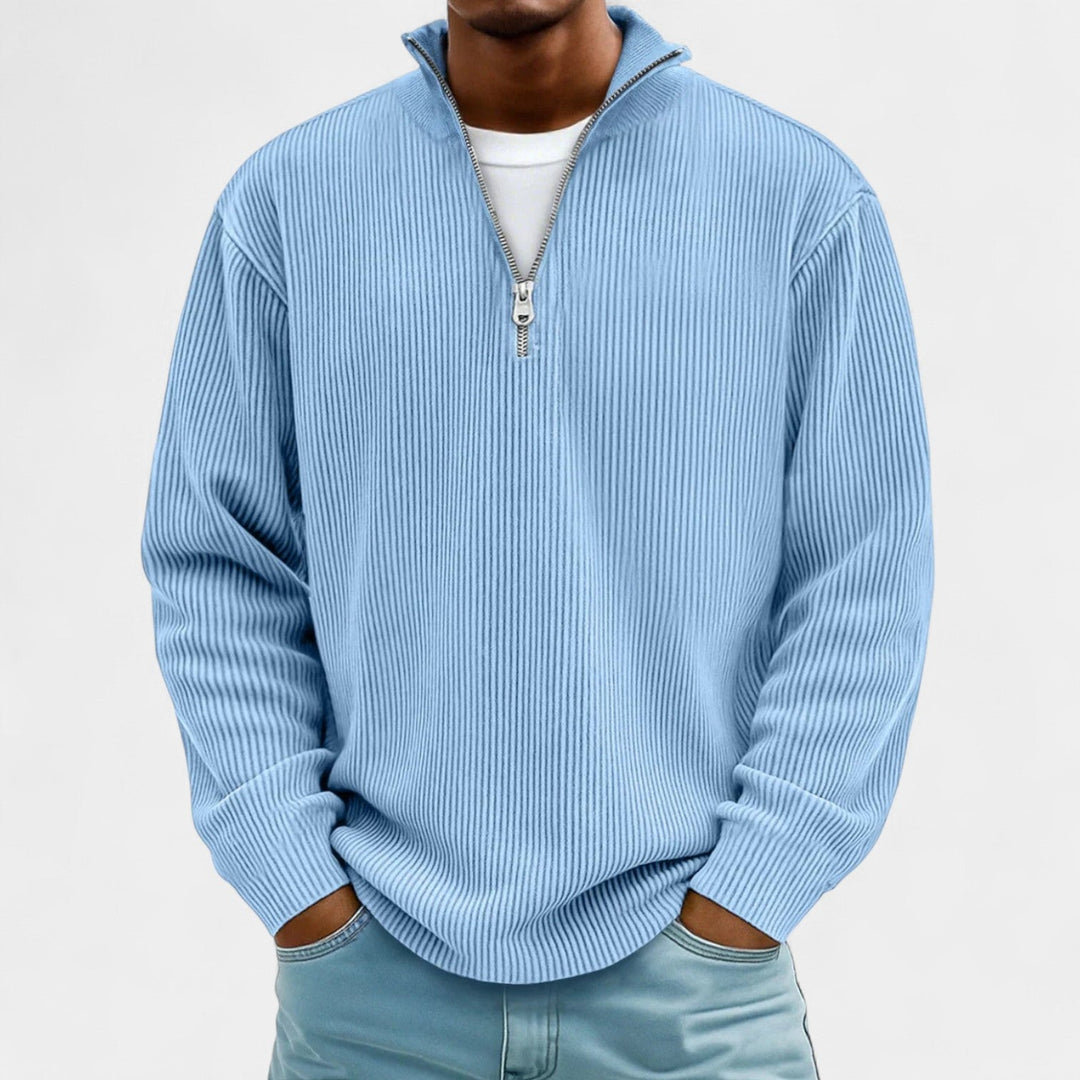 Martin – Męski sweter z polo zamkiem