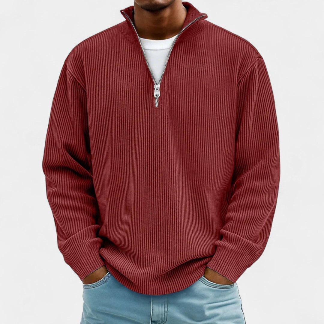 Martin – Męski sweter z polo zamkiem