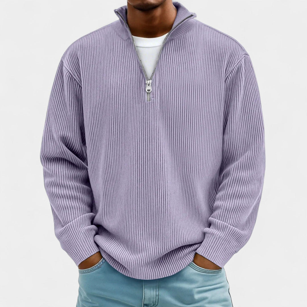 Martin – Męski sweter z polo zamkiem