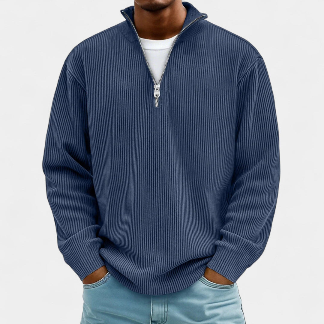 Martin – Męski sweter z polo zamkiem