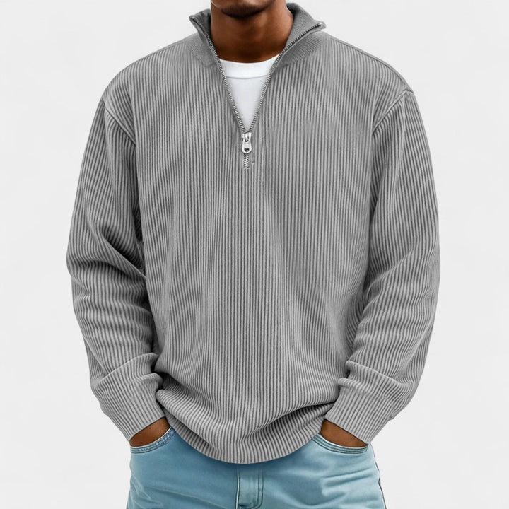 Martin – Męski sweter z polo zamkiem