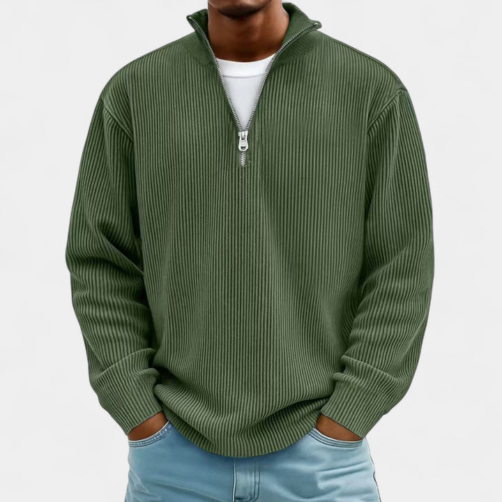 Martin – Męski sweter z polo zamkiem