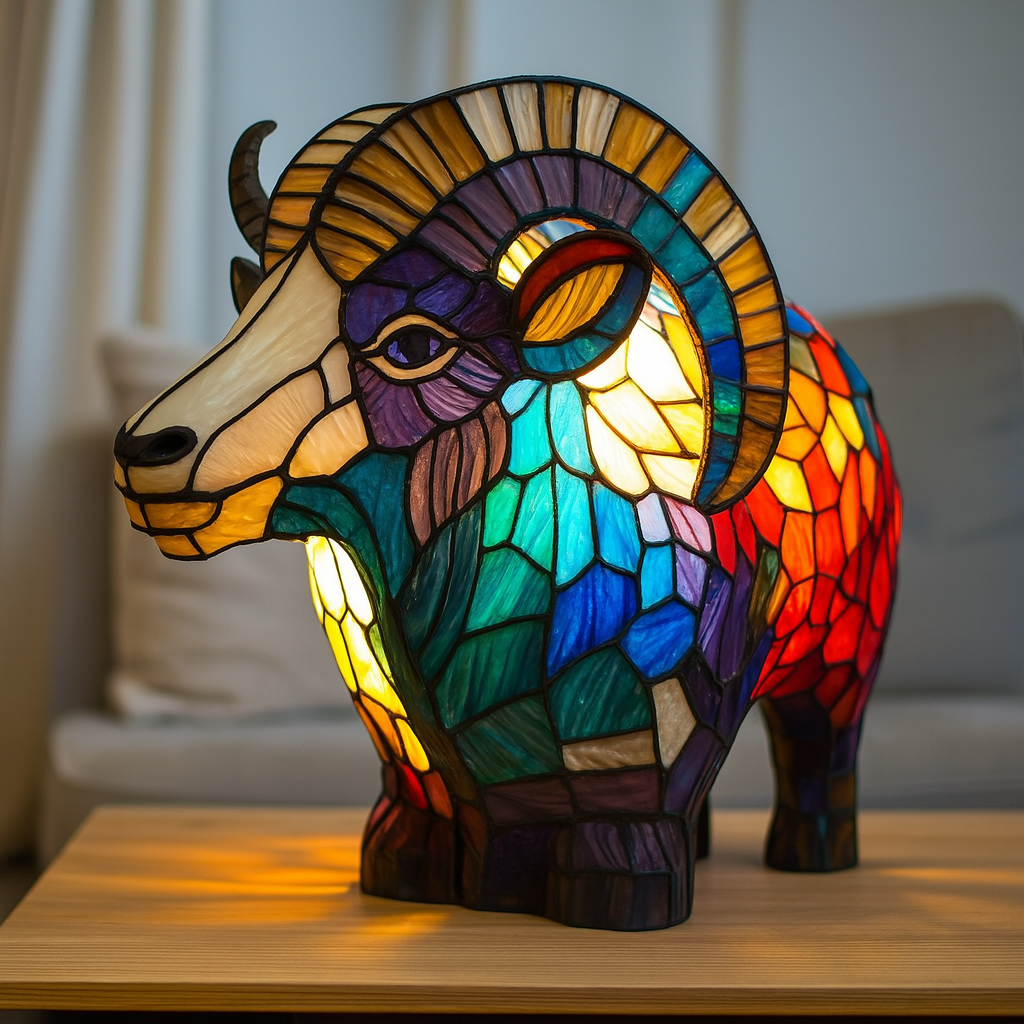 Leo - Lampa w kształcie kozy Magisk w witrażu
