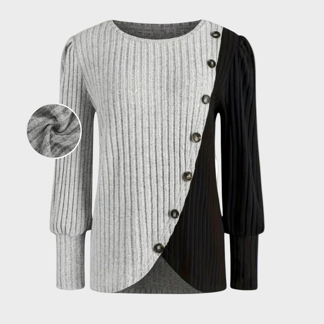 Kaia - Elegancki sweter z dzianiny z guzikami