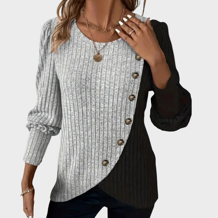 Kaia - Elegancki sweter z dzianiny z guzikami