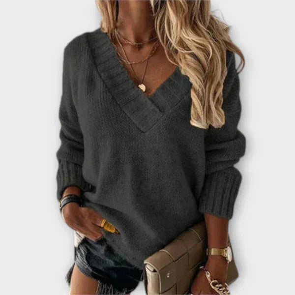 Carolina - Wygodny sweter z dekoltem w serek