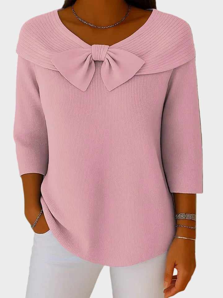 Aline - Miękki i Elegancki Sweter z Kokardą