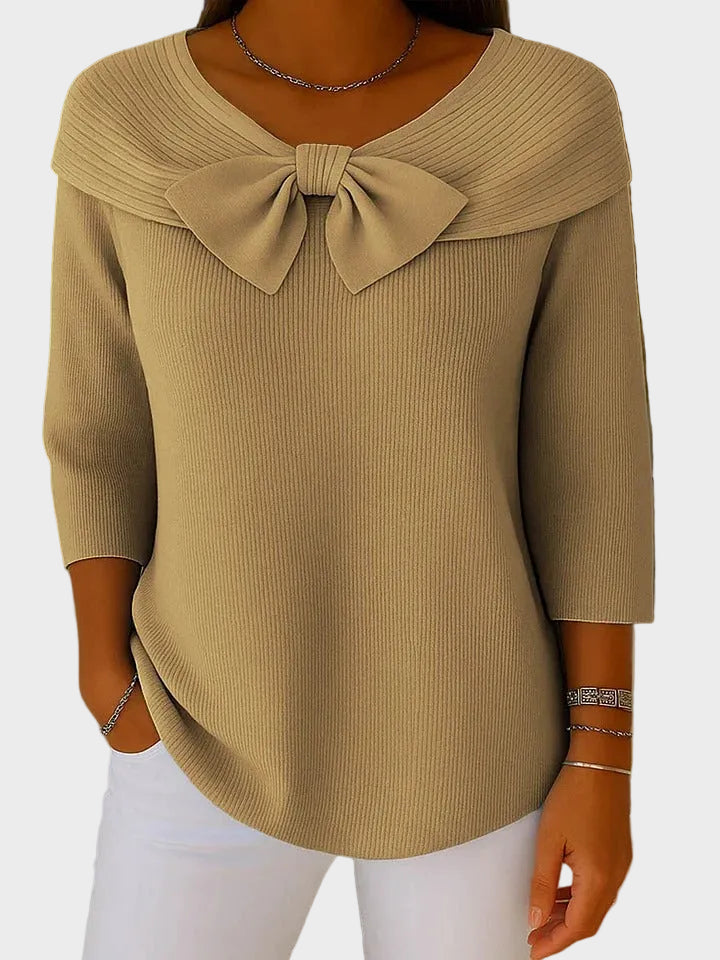 Aline - Miękki i Elegancki Sweter z Kokardą